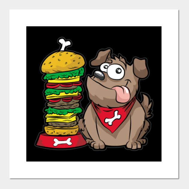 HAPPY DOG WITH HAMBURGER Fastfood Puppy Doggie